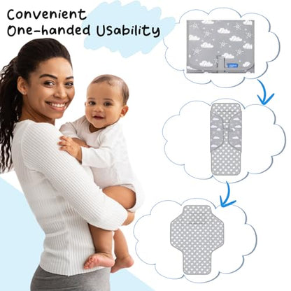 Baby Portable Changing Pad Travel - Waterproof Compact Diaper Changing Mat with Built-in Pillow - Lightweight & Foldable Baby Diaper Changer, Newborn Shower Gifts - color: Gray B