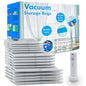 Vacuum Seal Bags 15-Pack with Wireless Pump, 5 Large/5 Medium/5 Sizes, Reusable Storage for Clothes Travel, Luggage & Suitcases, Portable Space Saver - size: 15 COMBO