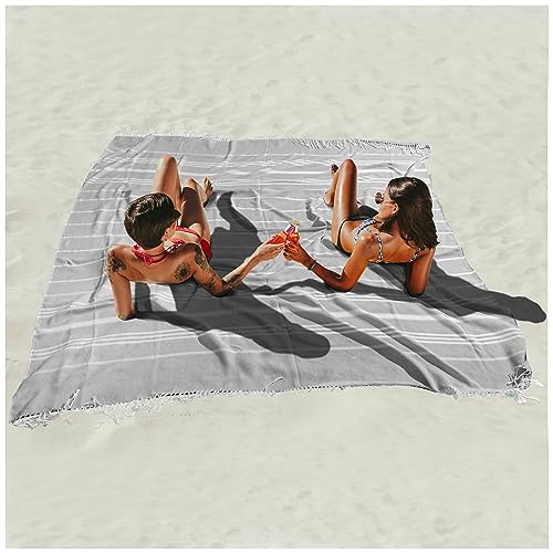 Antfuny Turkish Beach Towel Jumbo Extra Large XL XXL Big Oversized Giant Huge Thin Outdoor Picnic Accessories Airplane Travel Essentials Camping Gears Must Haves Yard Yoga Mat Grey - color: Thinner Oversize Grey, size: 72 x 72 inch