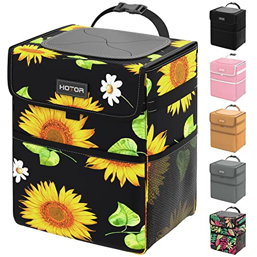 HOTOR Car Trash Can - Leakproof, Collapsible, 2 Gallon Capacity, Polyester Material, Sunflower Color, Fits Sedans, SUVs, Trucks - color: Sunflower, size: 2 Gallons
