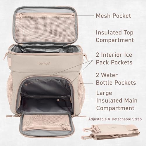 Bentgo Prep Deluxe Insulated Multimeal Bag - Lunch Box Bag, Holds 5 Meals, Premium Insulation up to 8 Hrs, Durable, Water-Resistant - Large Capacity For Adult Meal Prep (Sand) - color: Sand