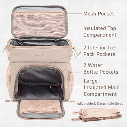 Bentgo Prep Deluxe Insulated Multimeal Bag - Lunch Box Bag, Holds 5 Meals, Premium Insulation up to 8 Hrs, Durable, Water-Resistant - Large Capacity For Adult Meal Prep (Sand) - color: Sand