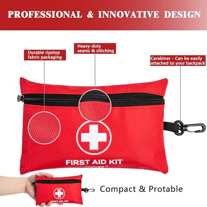 Atickyaid Mini First Aid Kit - 140 Piece Small First Aid Medical Kit for Car, Home, Office, Travel, Camping, Sports, Outdoor, School - Emergency First Aid Supplies and Survival Kit - size: 140 Pieces