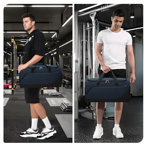 iFARADAY Men's Duffle Bag with Shoes Compartment, 24 inch, Navy Blue | 52L, Multi Pockets, Gym Sport Duffle Bag, Travel, Fitness & Workout - color: Navy Blue