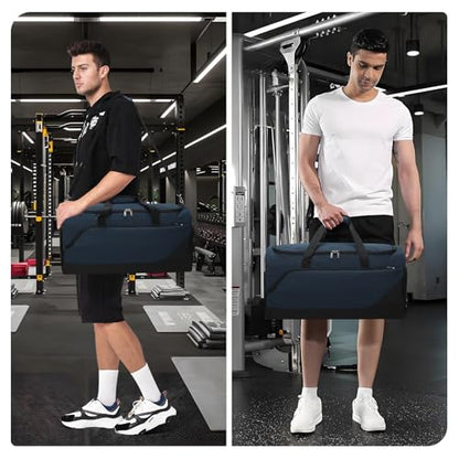 iFARADAY Men's Duffle Bag with Shoes Compartment, 24 inch, Navy Blue | 52L, Multi Pockets, Gym Sport Duffle Bag, Travel, Fitness & Workout - color: Navy Blue