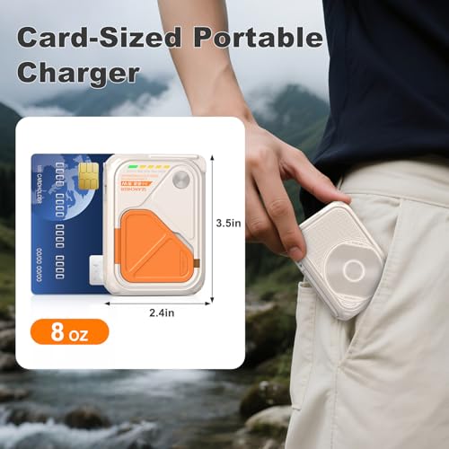 P05 Magnetic Portable Charger, 6-in-1 Power Bank with AC Wall Plug Built in Cable,10000mAh Wireless PowerBank Travel Essentials 22.5W Fast Charging for iPhone,Samsung,Andriod,Small Portable Charger - color: Cream Yellow