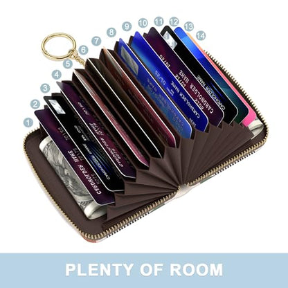 Aiawoxc Credit Card Holder, Small RFID Wallet Slim Leather Card Organizer Case with Zipper and Wristlet Strap, Tropical Plants - color: Tropical Plants, size: Wrist Strap