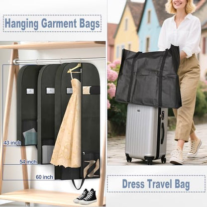 Suit Bag for Travel, Business Travel Garment Bag for Account Manager, Foldable Garment Bag with Shoe Pocket, Clear Window, Handle, Zipper, Professional Garment Bag for Hotels, Work Trips, Meetings - style: Garmentbag 54INCH 1 pack