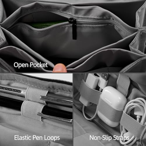 OrgaWise Electronics Organizer, Electronic Accessories Bag Travel Cable Organizer Three-Layer for iPad Mini, Kindle, Hard Drives, Cables, Chargers - color: Pouch-Black