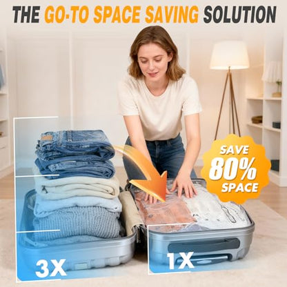 Travel Vacuum Storage Bags with Pump, Carry-on Luggage Compression Bags + Portable Electric Pump, 80% Space Saver for Clothes, Vacuum Seal Bags for Clothing Packing Travel, Pack of 15 - size: 15 Combo Bags + Electric Pump