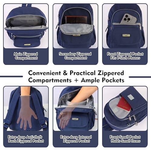 AOTIAN Mini Nylon Women Backpacks Casual Lightweight Small Daypack for Girls - color: Mini Deep Blue