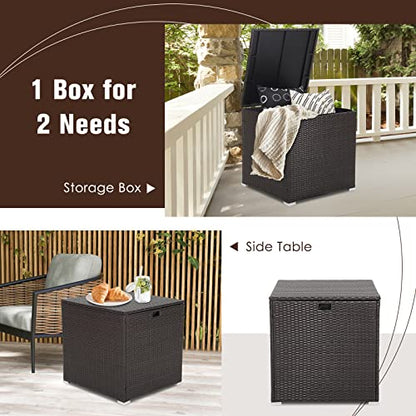 RELAX4LIFE Outdoor Storage Box 72-Gallon - Outside Wicker Storage Bin with Waterproof Zippered Liner, Gas Strut, Package Delivery Boxes for Outside, Accessories, Garden Tools Storage Deck Box
