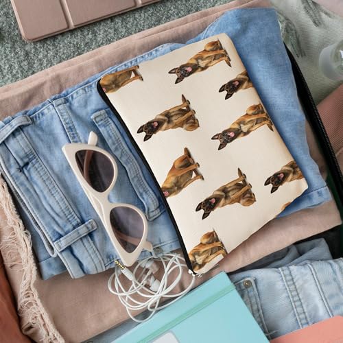Belgian Malinois Dog Makeup Bag, Belgian Malinois Lovers Gifts Cosmetic Bag for Women, Dog Mom Lovers Owner Gifts for Women Christmas, Pet Lover Gift Zipper Travel Makeup Pouch for Purse - color: belgian malinois