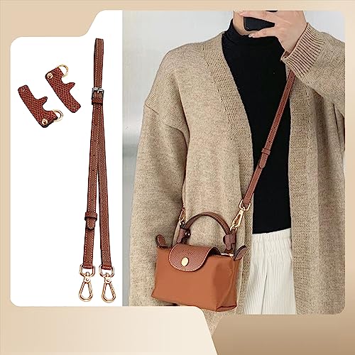 Chispee Leather Shoulder Strap Replacement Set, Adjustable Purse Strap Extender for Crossbody Bag Conversion - color: Brown Silver--b