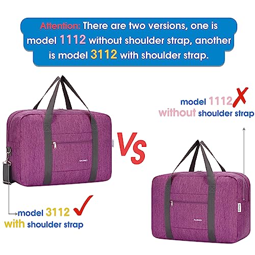 For Spirit Airlines Personal Item Bag Foldable Travel Duffel Bag Tote Carry on Luggage Duffle Overnight for Women and Men - color: 1112-Thick Series Purple