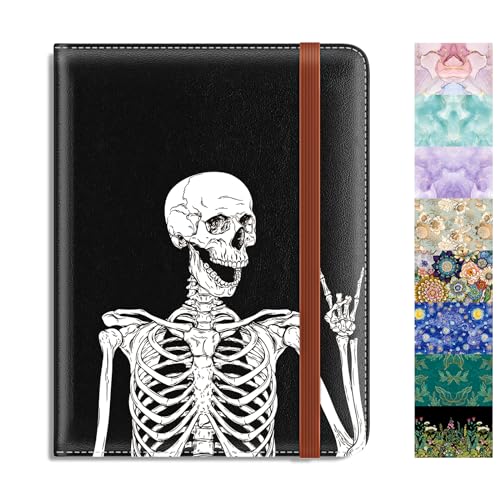 Rimilak Passport Holder, RFID Blocking Passport Cover Wallet Travel Essentials, Leather Travel Documents Organizer Protector for Women and Men, OK Skull - color: OK Skull