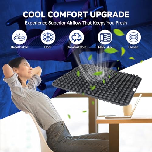 Seat Cushion for Long Sitting Hours on Office & Home Chair, with 3D Non-Slip for Office Chair Cushions, Car Seats, Airplane Seat, Wheelchair, Desk Chair,Cushion Lab, Long Trips (Black) - color: Black