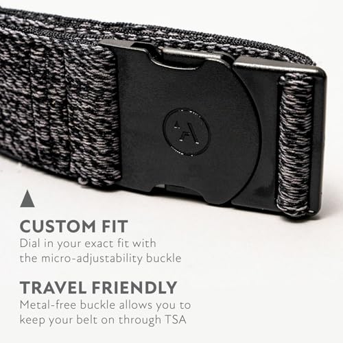 Arcade The Original Unisex Adventure Belt, Heavy Duty Elastic Webbing, Non-Metal Travel Friendly Buckle - color: Foundation - Heather Black