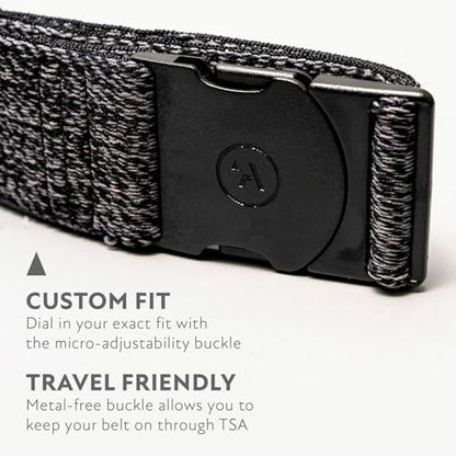 Arcade The Original Unisex Adventure Belt, Heavy Duty Elastic Webbing, Non-Metal Travel Friendly Buckle - color: Foundation - Heather Black