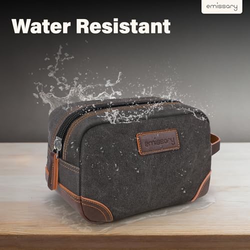 emissary Toiletry Bag for Men, Canvas Travel Toiletry Bag Men's Dopp Kit, Water-resistant Bathroom Bag Mens Shaving Kit, Travel Kit Small Bags, Shaving Bag, Toiletry Bags - color: Gray