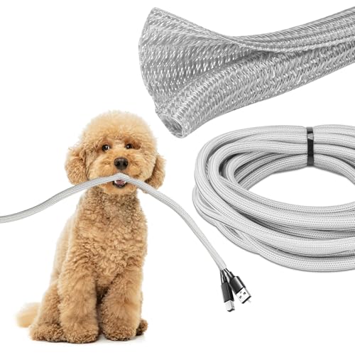 JOTO 1 Pack Cable Management Sleeve, 26 Feet Cord Organizer System with Zipper for TV Computer Office Home Entertainment, Flexible Cable Sleeve Wrap Cover Wire Hider System -Grey - color: Grey, size: 1 Pack, 26 Feet