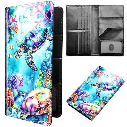 Watercolor Turtle Passport Holder Cover Passport Wallet Travel Wallet Organiser with RFID Blocking Card Holder Wallet Family Holder Protection Case for Women, Men - color: Watercolor Turtle