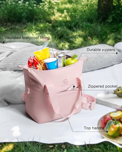 GLORIEROO Pastel Lunch Box Women | Insulated Soft Waterproof Leakproof Lunch Bag Cooler | Adjustable Strap | BPA-Free - color: Rose Quartz