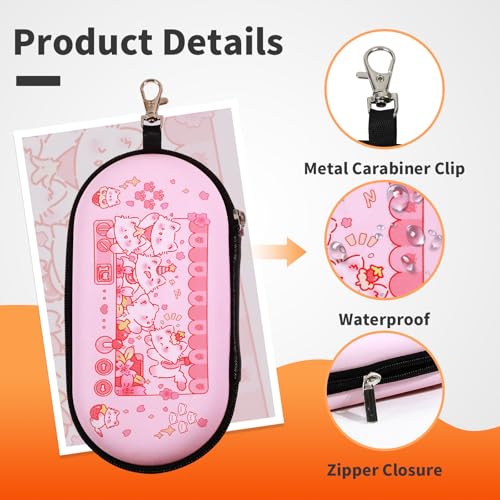 Double Eyeglasses Case, Hard Shell Dual Sunglasses Organizer with Zipper Clip Travel Glasses Storage for Women Men - color: Pink Claw Machine