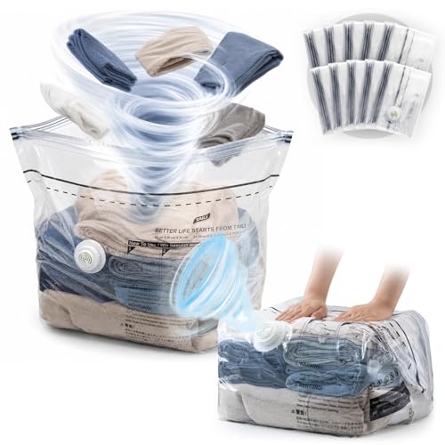 TAILI 10 Pack Cube Vacuum Storage Bags, Medium Size (25x19x11 inch), Vacuum Seal Bags for Clothing, Compression Packing Cube for Clothes, Blankets, Baby Clothes - size: 10 Medium