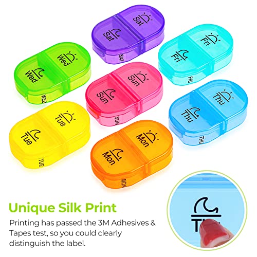 AUVON Pill Box 2 Times a Day, Weekly Pill Organizer AM PM with 7 Daily Pocket Case to Hold Vitamin, Medicine, Medication, and Supplement - color: Clear