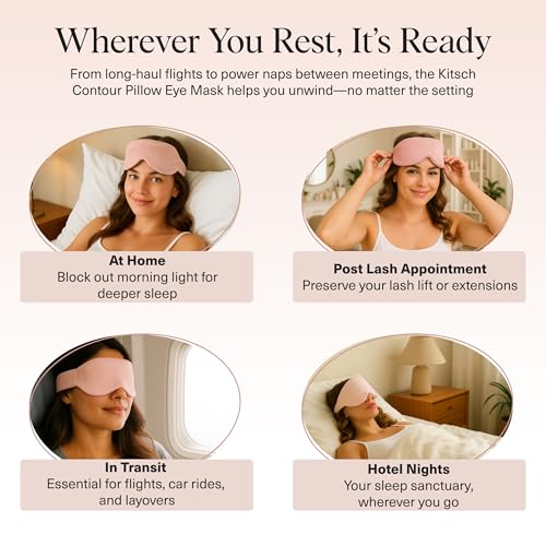 Kitsch Contour Pillow Eye Mask – Softer Than Silk Eye Masks for Sleep, Blindfold Sleep Masks for Women & Men, No Eye Pressure, Lightweight, Eye Care, Travel Essentials - Blush - color: Blush