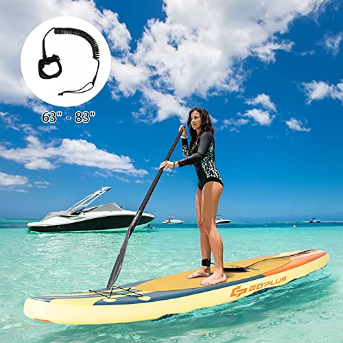 Goplus Inflatable Stand up Paddle Board, 10'/10.5'/11' SUP 6" Thick with Premium Accessories, Adjustable Aluminum Paddle, Leash, Carry Bag, Hand Pump, Removable Fin, ISUP for Adults - size: 11 FT, style: Beige