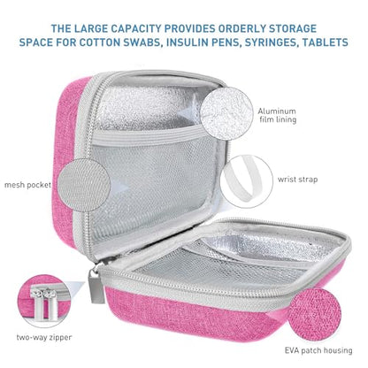 suzamed Insulin Cooler Travel Case,EVA Insulation Travel Medicine Kit with Temperature Display for Diabetes Care,Insulin Pen and Other Diabetic Supplies (Pink-Temp) - color: Pink
