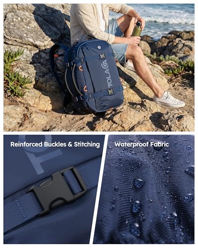 Tolaccea Travel Backpack for Men Women, 40L-50L Carry On Backpack with Wet Dry Compartment, Flight Approved Laptop Daypack Fits 15.6", Convertible Expandable Large Rucksack Duffel Bag for Work Travel - color: Blue