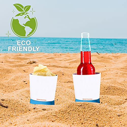 Bahoki Essentials Beach Drink Cup Holder - Sand Coaster for Beverage Bottle and Glass - Perfect to Hold Drinks, Snack, Phone, Key or Sunglasses (Blue, 4 Pack) - color: Blue