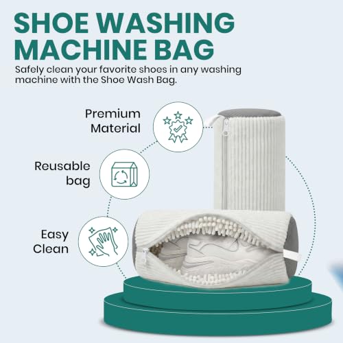 2 Pack Heavy Duty Shoe Wash Bags, 440g Reusable Sneaker Laundry Bags with Auto-Lock Zipper for Sneakers, Slippers & Boots – New2026 - color: White