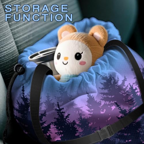 Car Trash Bag Hanging Back of Seat with Adjustable Snap Buckle Strap Cute Printed Drawstring Garbage Bags for Car-Forest Blue Purple - color: Forest Blue Purple Car Trash Bag