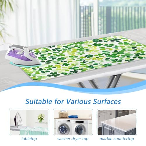 Bright Green Clover St. Patrick Ironing Mat for Table top Portable Ironing Pad Blanket for Washer Dryer Countertop Travel - color: Bright Green Clover St. Patrick