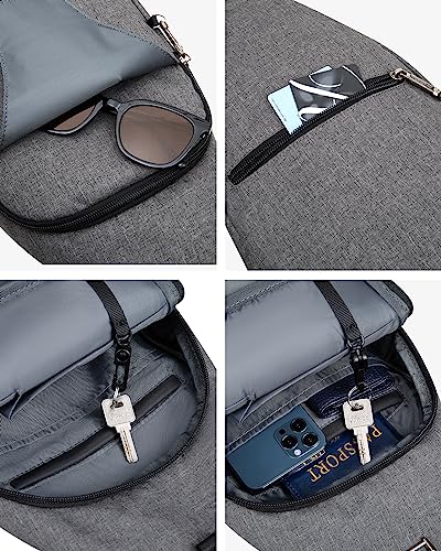 WATERFLY Medium Crossbody Sling Backpack Anti Theft Backpack for Traveling Chest Shoulder Bag - color: Grey(medium)