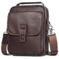 Augus Leather Small Messenger Bag For Men Crossbody Handbag Shoulder Sling Travel Bags for Men Purse Daypack Magnetic Buckle - color: Dark Brown