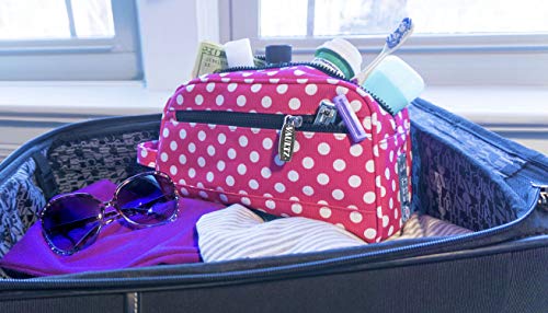 Vaultz Locking Nylon Travel Kit, 10 x 5.75 x 5 Inches, Pink/White Polka Dots (VZ03512) - color: Pink/White Polka Dots, size: 5.75 x 5 x 10 inches