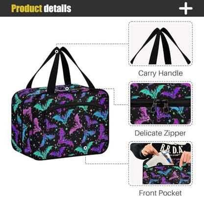 MNSRUU Hanging Toiletry Bags for Women Travel, Gothic Halloween Luminous Bats Toiletry Organizer Portable Travel Toiletry Bags Clear Wash Bags Makeup Bag Cosmetic Bag - color: Halloween Theme 092