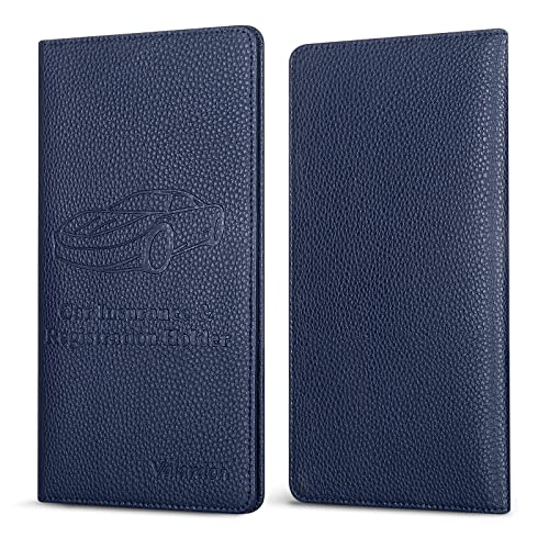 Valardoh Premium Car Registration and Insurance Card Holder, Car Document Holder for Cards, Driver License & other Essential Documents (Deep Blue) - color: Deep Blue