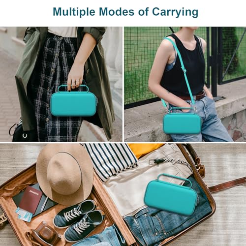 Canboc Carrying Case for Ceptics Universal Travel Adapter Kit, World Travel Adapter Kit Box with Removable Shoulder Strap, Zipper Mesh Bag fit USB Cable, Turquoise (Case Only) - color: Turquoise+Turquoise