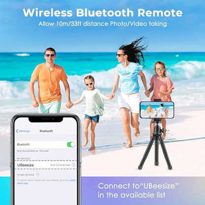 UBeesize Phone Tripod, UBeesize 12 Inch Flexible Cell Phone Tripod Stand Holder with Wireless Remote Shutter & Universal Phone Mount, Compatible with Smartphone/DSLR/GoPro Camera - color: Black, style: Rubber