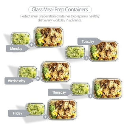 coccot [10 pack Glass Meal Prep Containers with Lids, Glass Food Storage Containers with Snap Locking Lids for Food, Bpa-free, Easy to Open& Close/Microwave,Oven,Freezer,Dishwasher Safe/Leak-Proof - color: Gray