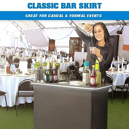 GoBar Portable Bar Table for Events - Black, 3 Skirts, or LED - Pop Up Mobile Bartending Station with Travel Carrying Case - color: Led Black Skirt