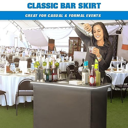 GoBar Portable Bar Table for Events - Black, 3 Skirts, or LED - Pop Up Mobile Bartending Station with Travel Carrying Case - color: Led Black Skirt