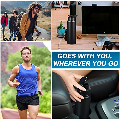 Chengu 10 Pcs 25oz Reusable Aluminum Water Bottle Bulk Lightweight Outdoor Sports Water Bottles Easy Carry Leak Proof for Travel Gym Camping Hiking Fishing, Snap Lid (Black) - style: Black