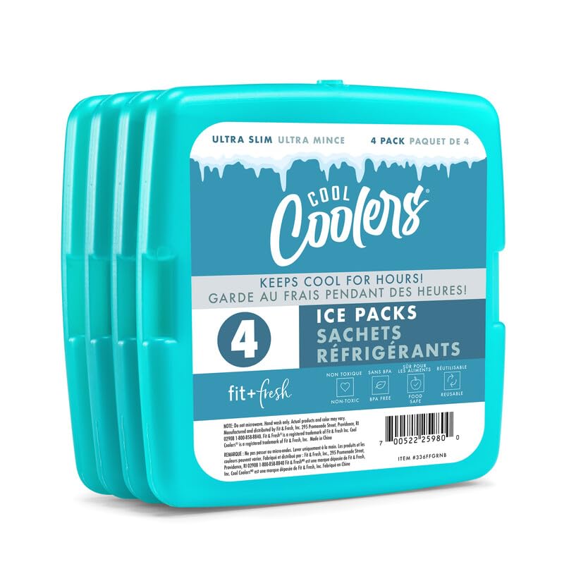 Cool Coolers by Fit + Fresh, Reusable & Long-Lasting Slim Ice Packs, Cold Packs for Lunch Boxes, Ice Packs for Lunch Bags, Green 8 Pack - color: Green (8 Pack)
